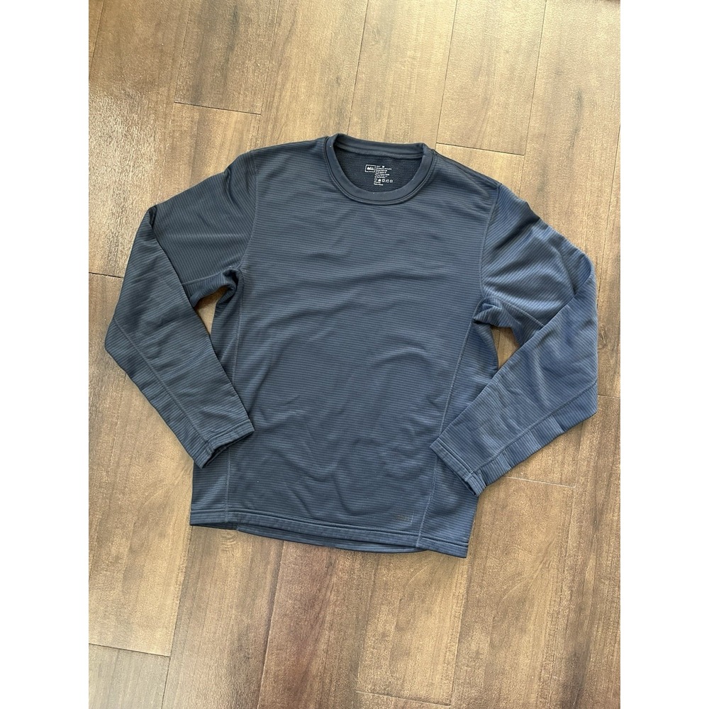 REI Thermal Long Sleeve Men's Top Size Medium Baselayer Outdoor Black Blue
